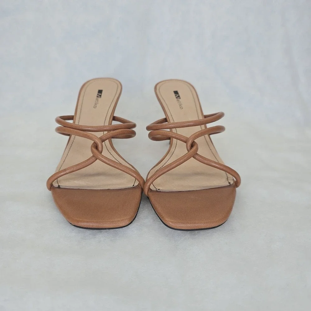 Matiko Arlo Shoes Womens Size 38 Cognac Brown Strappy‎ Heels Sandals Dress